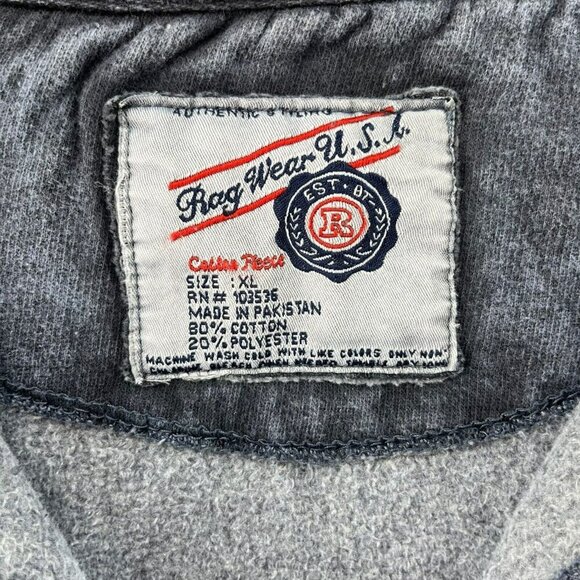 Ragwear Sweatshirt Men's Sz XL Gray 1/4 Zip Embroidered Collared Ribbed Trim - Picture 8 of 9